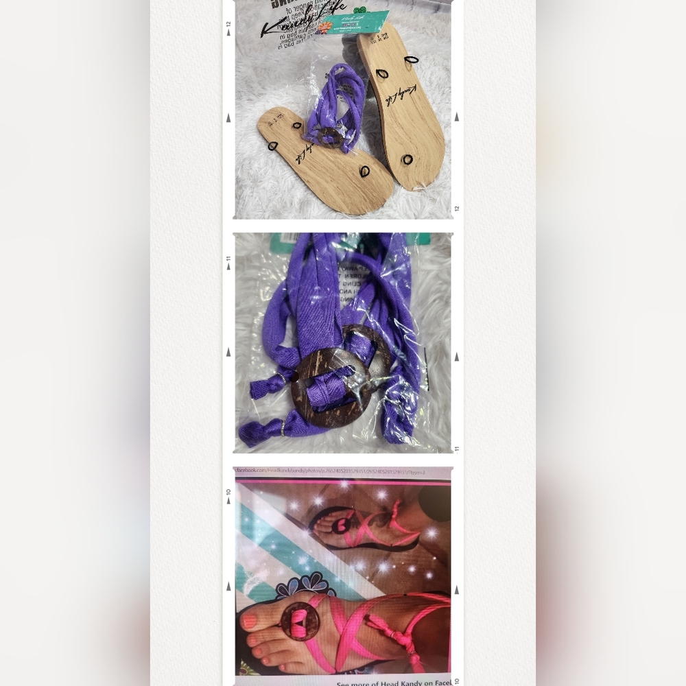 Kandy Life Interchangeable FLAT Sandals Soft Fabric Size 10/Purple Short Strap